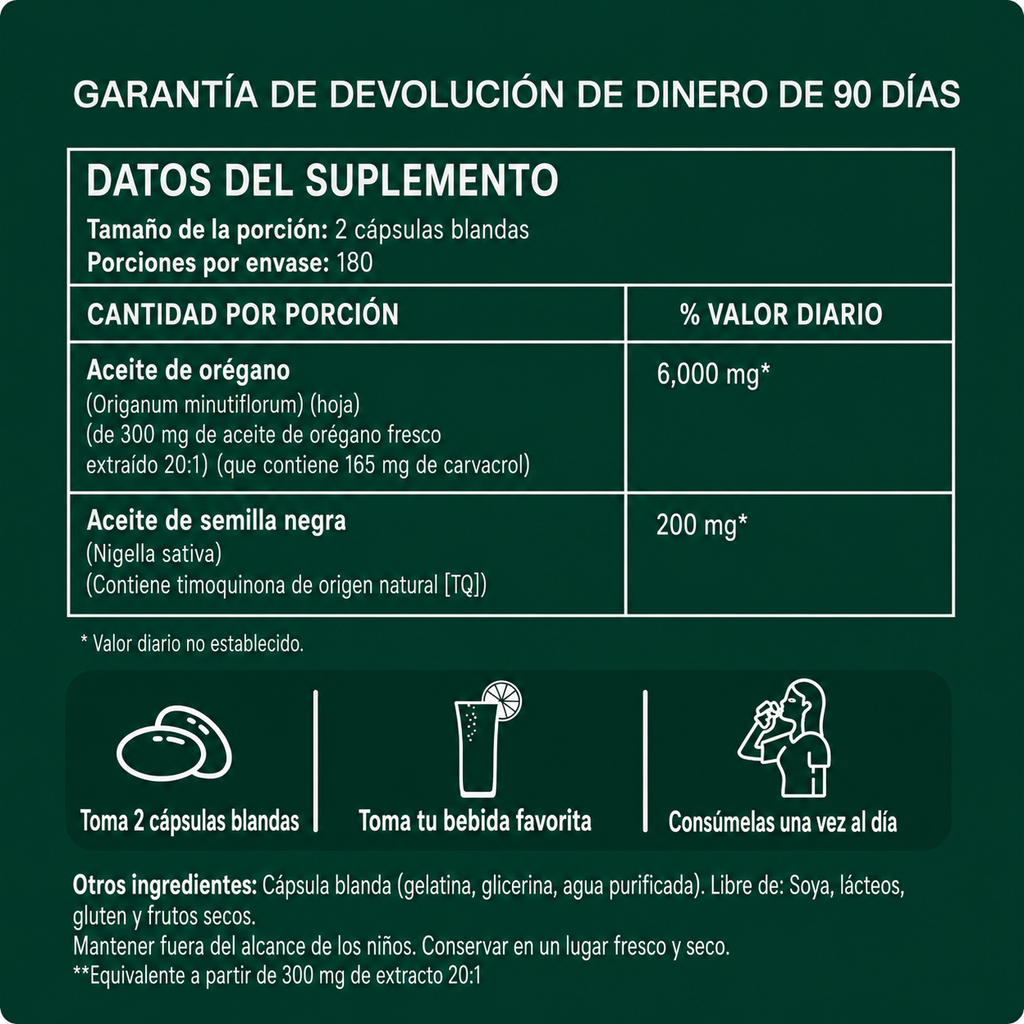CAPSULAS DE ACEITE DE OREGANO CON SEMILLA NEGRA