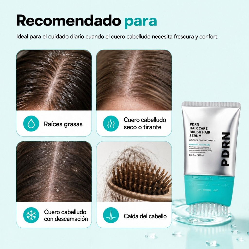 Sérum capilar PDRN Reedle Shot con peine masajeador.