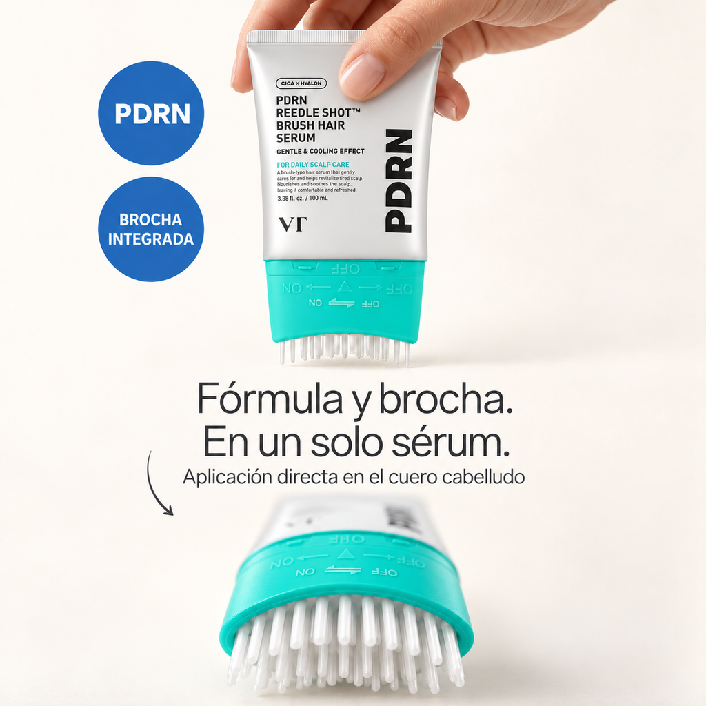 Sérum capilar PDRN Reedle Shot con peine masajeador.